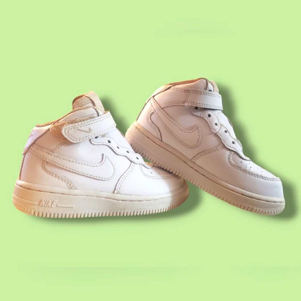 Nike Air Force 1 Mid Kids Shoe Size 9c White Training Sneaker Pre-owned